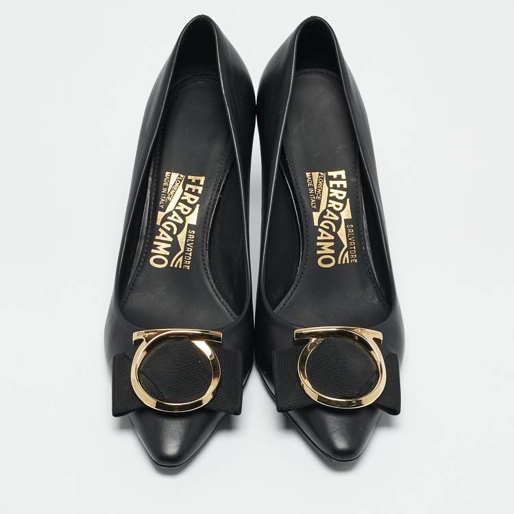 Pre Owned Salvatore Ferragamo Black Leather Ezia Pumps Size 36