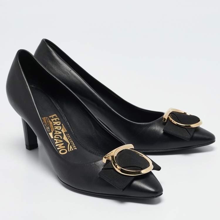 Pre Owned Salvatore Ferragamo Black Leather Ezia Pumps Size 36