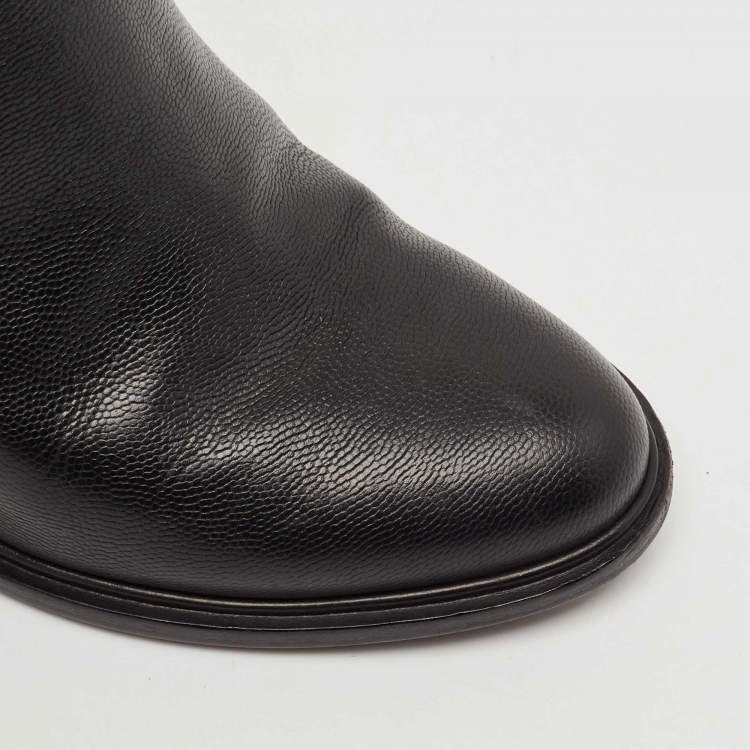 Pre Owned Salvatore Ferragamo Black Leather Figaro Ankle Boots Size 37.5