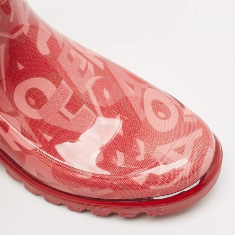 Pre Owned Salvatore Ferragamo Red PVC Rain Boots Size 35.5