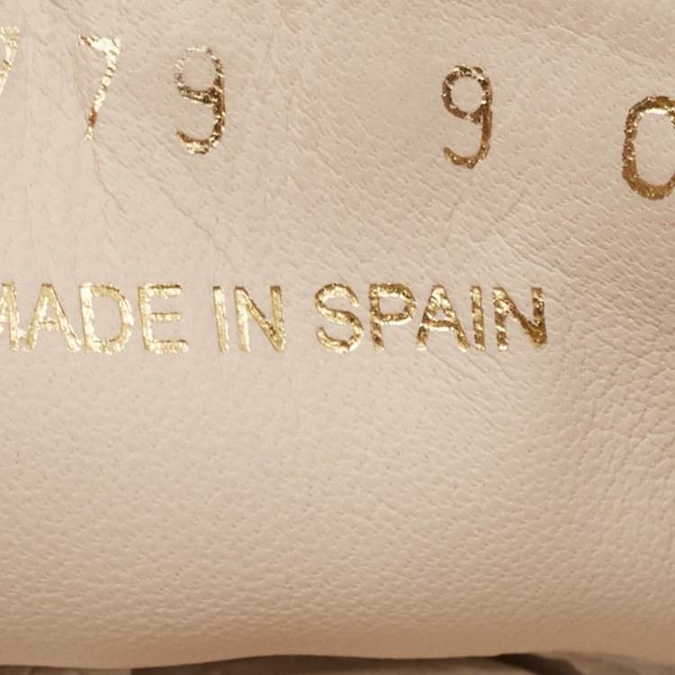 Pre Owned Salvatore Ferragamo Cream Leather Chain Espadrille Flats Size 39.5