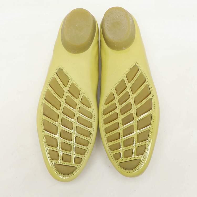 Pre Owned Salvatore Ferragamo Green Patent Leather Bow Loafers Size 40