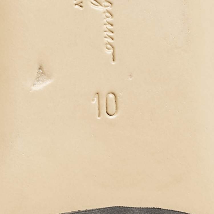 Pre Owned Salvatore Ferragamo Black Leather Vara Bow Ballet Flats Size 40.5