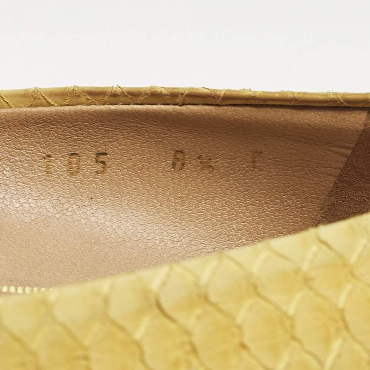 Pre Owned Salvatore Ferragamo Yellow Python Embossed Varina Ballet Flats Size 39