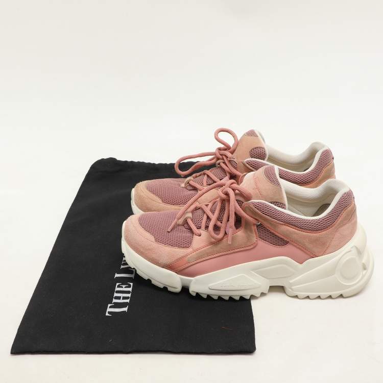 Pre Owned Salvatore Ferragamo Pink Suede And Mesh Skylar Low Top Sneakers Size 36.5