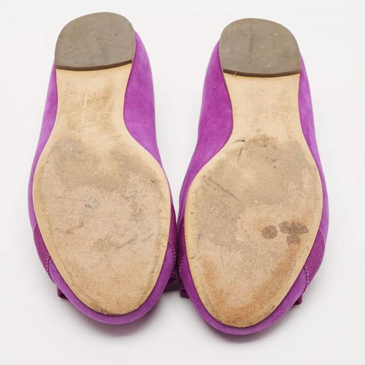 Pre Owned Salvatore Ferragamo Purple Suede Varina Ballet Flats Size 37