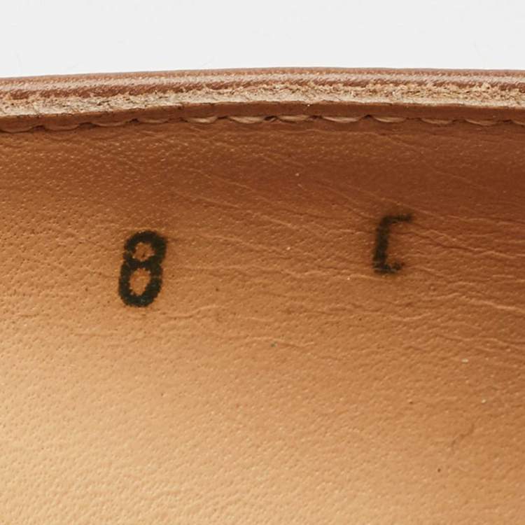 Pre Owned Salvatore Ferragamo Brown Leather Vara Bow Pumps Size 38.5