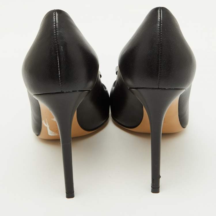 Pre Owned Salvatore Ferragamo Black Leather Zeri Pointed Toe Pumps Size 41