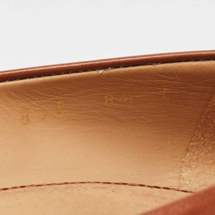 Pre Owned Salvatore Ferragamo Brown Leather Buckle Detail Pumps Size 39