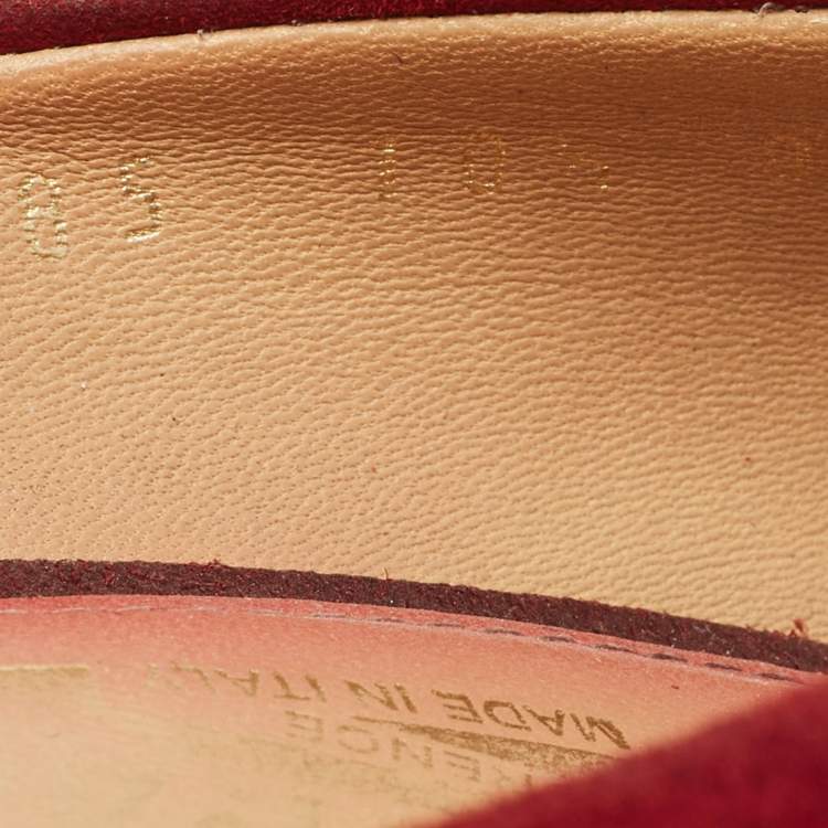Pre Owned Salvatore Ferragamo Dark Red Suede Pimpa Vara Bow Platform Pumps Size 41