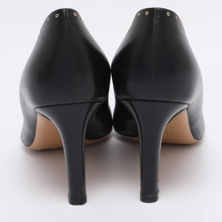 Pre Owned Salvatore Ferragamo Black Leather Leonie Pumps Size 40