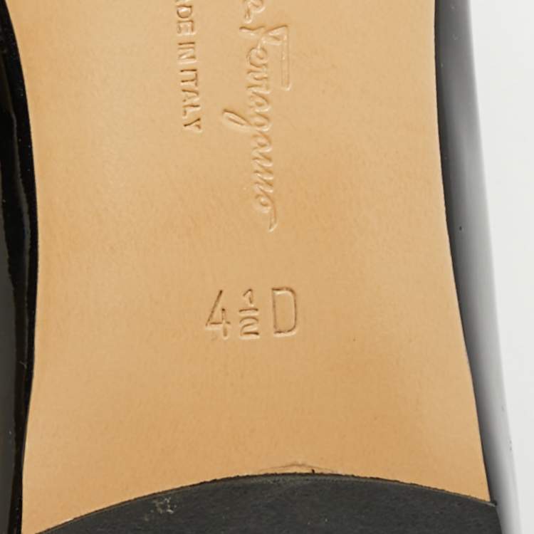 Pre Owned Salvatore Ferragamo Black Patent Leather Varina Ballet Flats Size 35