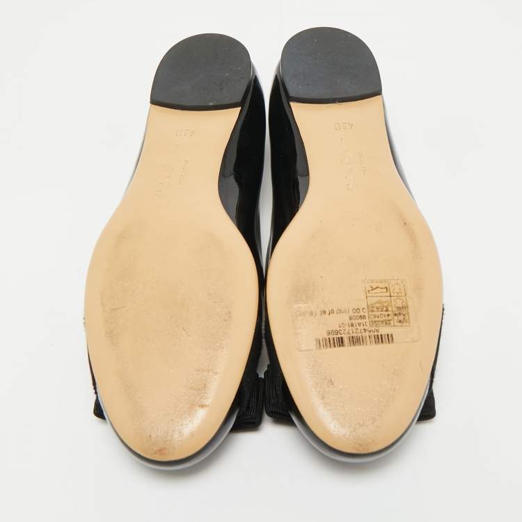 Pre Owned Salvatore Ferragamo Black Patent Leather Varina Ballet Flats Size 35