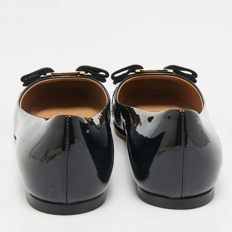 Pre Owned Salvatore Ferragamo Black Patent Leather Varina Ballet Flats Size 35