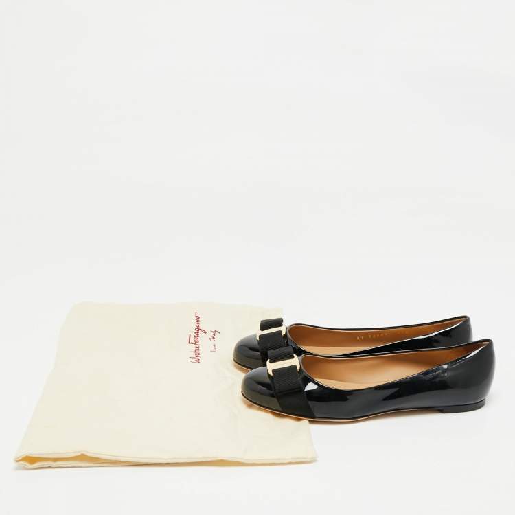 Pre Owned Salvatore Ferragamo Black Patent Leather Varina Ballet Flats Size 35