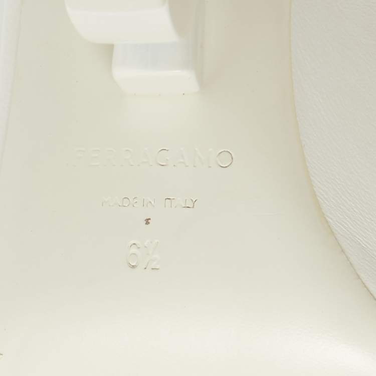 Pre Owned Salvatore Ferragamo White Leather Astro Slide Sandals Size 37
