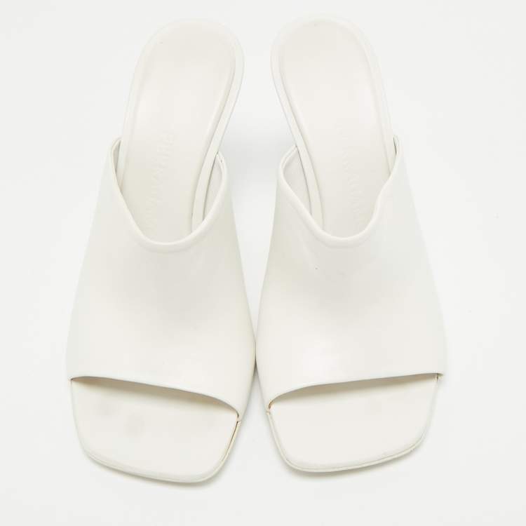 Pre Owned Salvatore Ferragamo White Leather Astro Slide Sandals Size 37