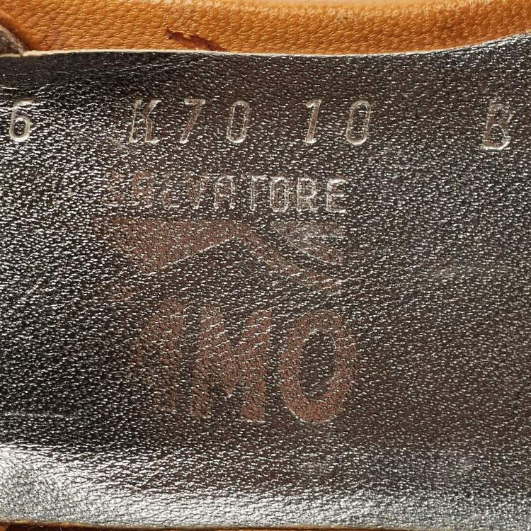 Pre Owned Salvatore Ferragamo Brown Leather Slingback Sandals Size 40.5