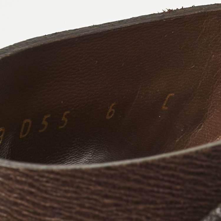 Pre Owned Salvatore Ferragamo Brown Leather Slide Sandals Size 36.5