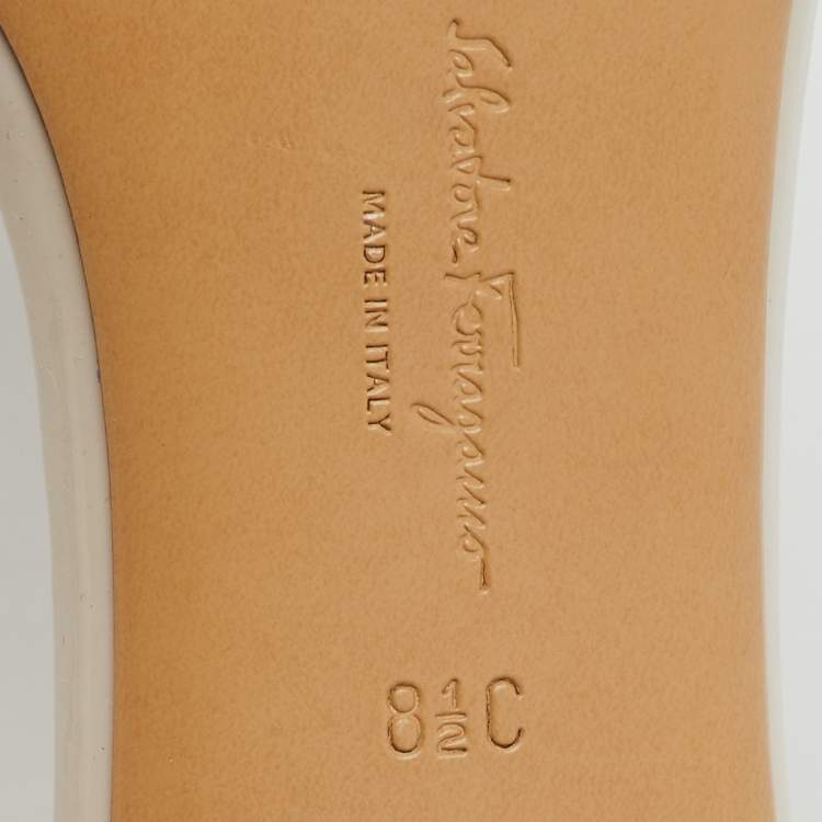 Pre Owned Salvatore Ferragamo Cream Patent Leather Como Ankle Strap Sandals Size 39