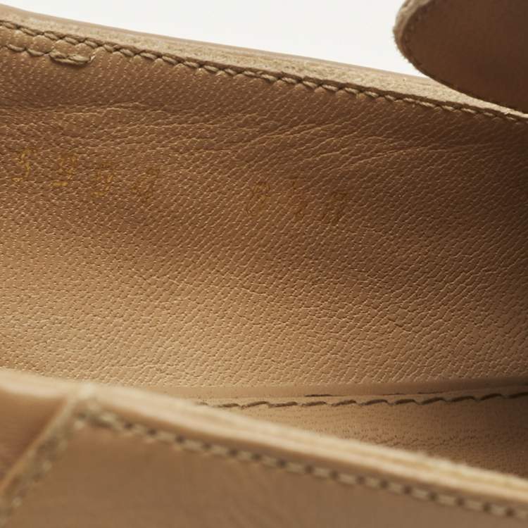 Pre Owned Salvatore Ferragamo Beige Leather Lana Loafers Size 39