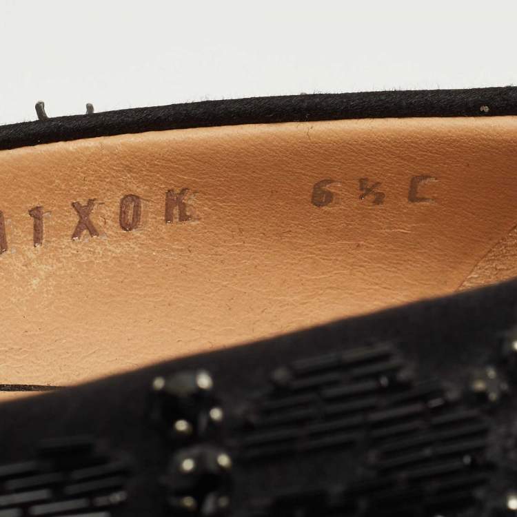 Pre Owned Salvatore Ferragamo Black Satin Crystal Embellished Pointed Toe Pumps Size 37