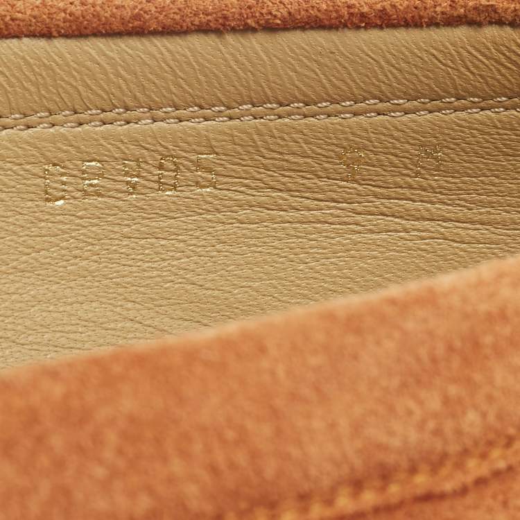 Pre Owned Salvatore Ferragamo Orange Suede Slip On Gancini Loafers Size 39.5