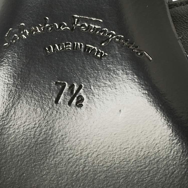 Pre Owned Salvatore Ferragamo Black Leather Viva Slingback Flats Size 38