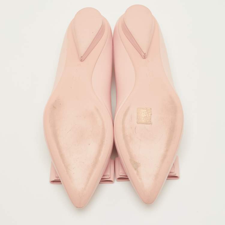 Pre Owned Salvatore Ferragamo Viva Bow Size 40.5 Pink Leather Ballet Flats
