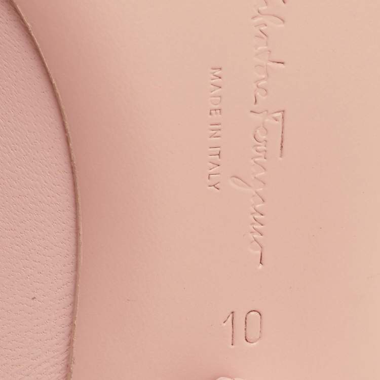 Pre Owned Salvatore Ferragamo Viva Bow Size 40.5 Pink Leather Ballet Flats