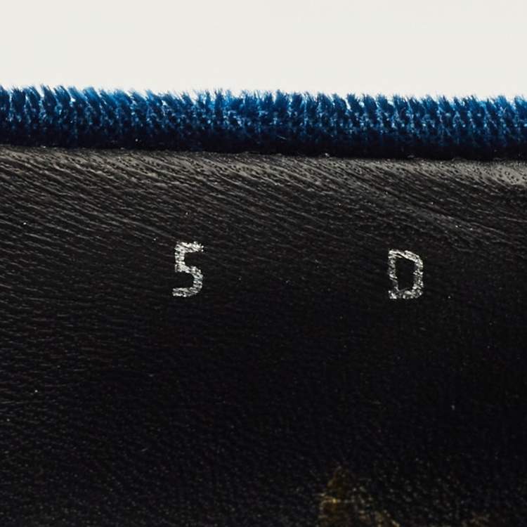 Pre Owned Salvatore Ferragamo Vara Bow Studded Size 35.5 Blue Velvet Ballet Flats