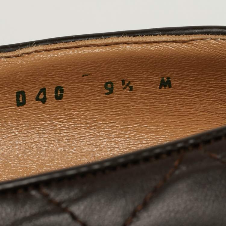 Pre Owned Salvatore Ferragamo Vara Bow Size 40 Dark Brown Patent and Quilted Leather Block Heel Pumps