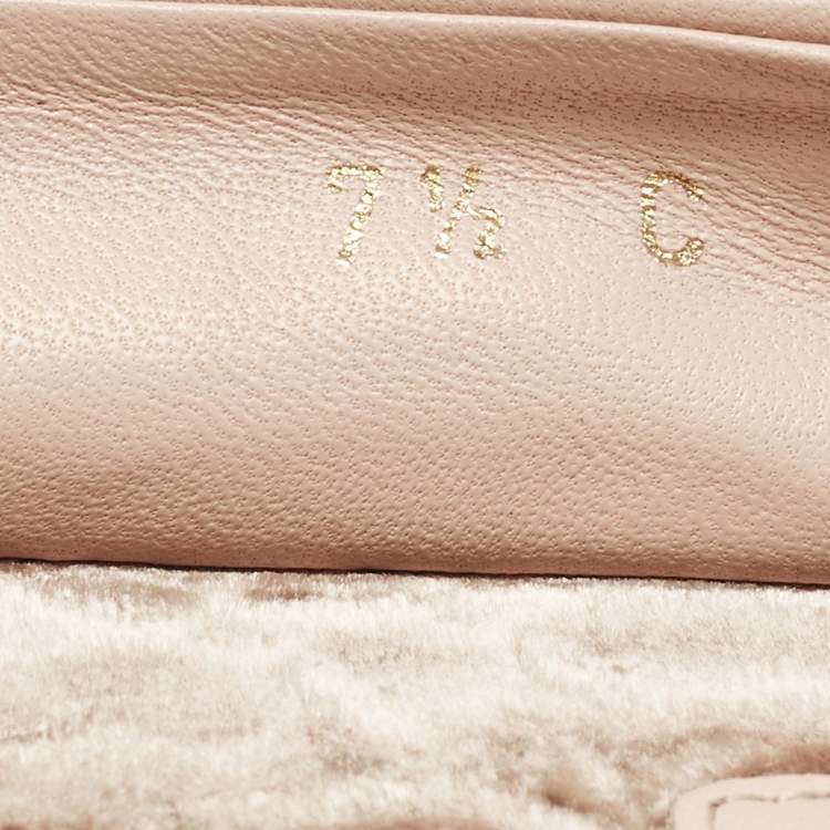 Pre Owned Salvatore Ferragamo Vara Bow Size 38 Pink Leather Scrunch Ballet Flats