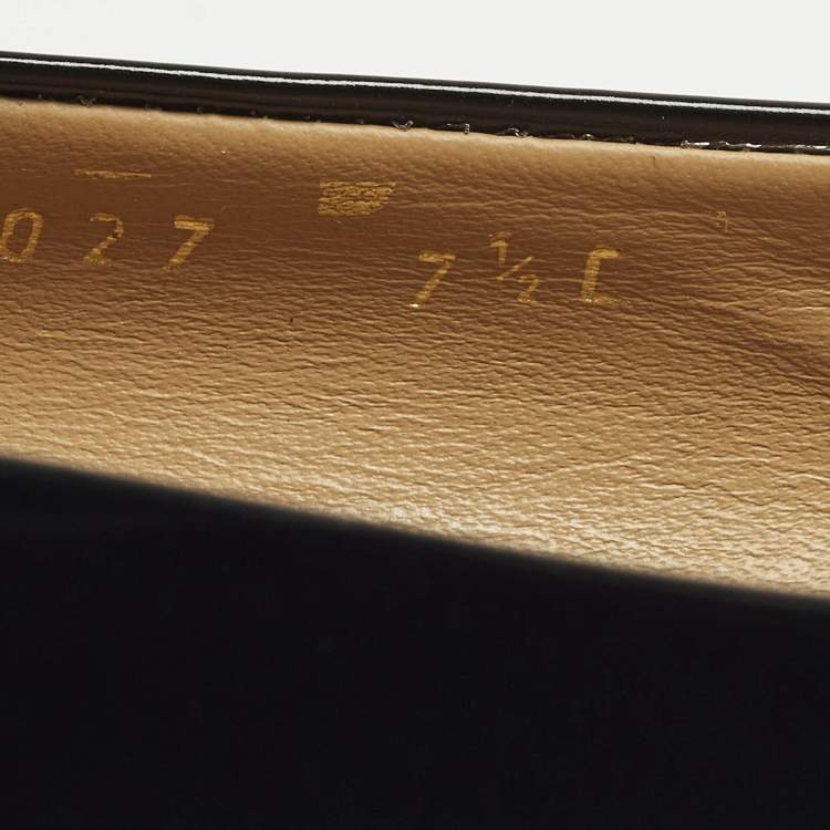 مملوكة مسبقًا Salvatore Ferragamo Bow Size 38 Black Patent Leather Block Heel Pumps