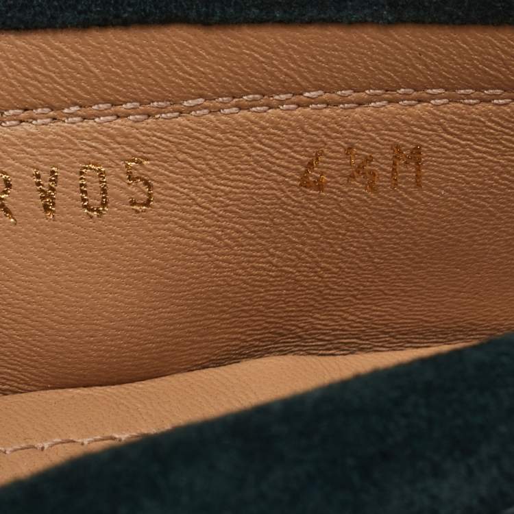 Pre Owned Salvatore Ferragamo Gancini Size 35 Dark Green Suede Slip On Loafers