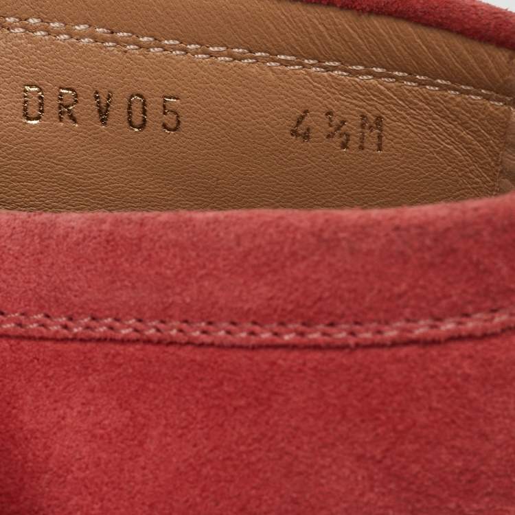 Pre Owned Salvatore Ferragamo Gancini Size 35 Peach Orange Suede Slip On Loafers