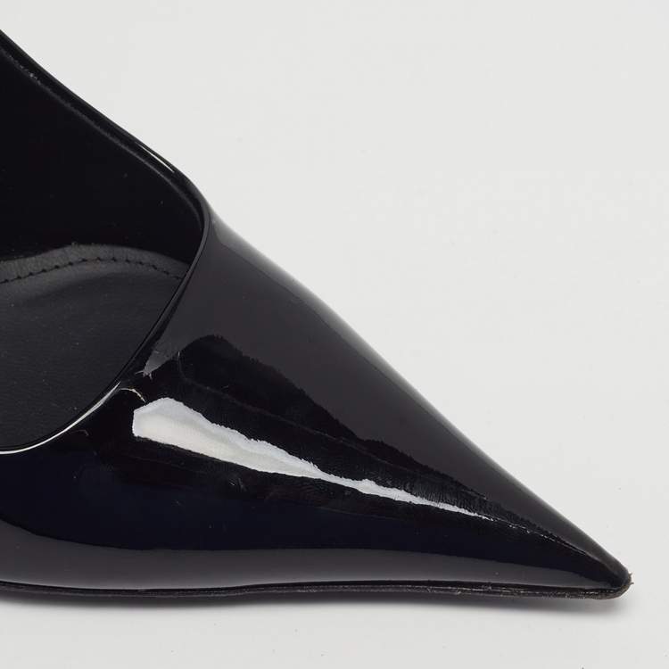 Pre Owned Salvatore Ferragamo Eva Size 37.5 Black Patent Leather Pumps