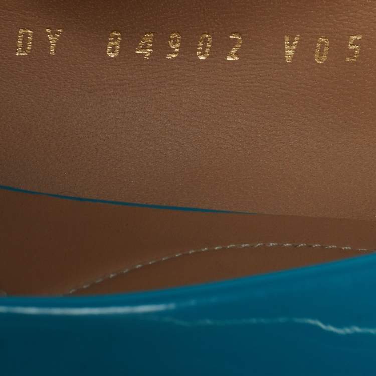 Pre Owned Salvatore Ferragamo Vara Bow Size 40 Blue Patent Leather Ballet Flats