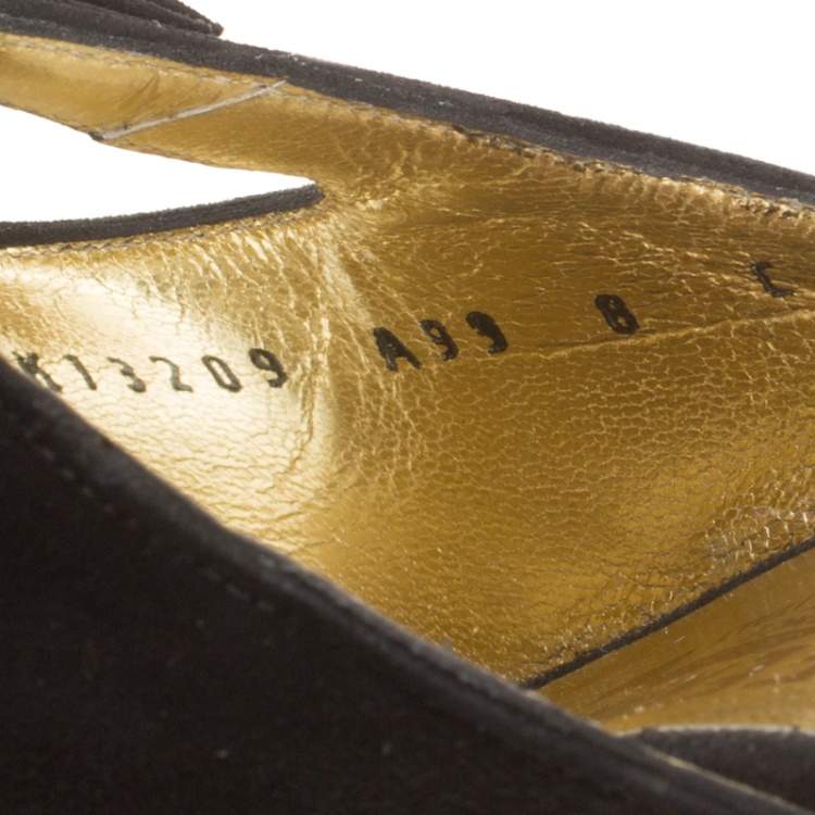Pre Owned Salvatore Ferragamo Black Suede Anamur Pointed Toe Mules Size 38.5