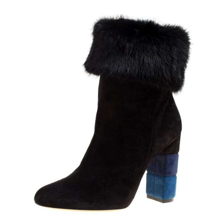 ankle booties with fur trim