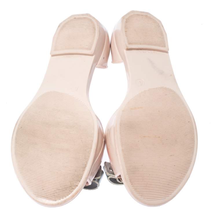 Pre Owned Salvatore Ferragamo Pink Rubber Bow Barbados D-orsay Ballet Flats Size 35.5