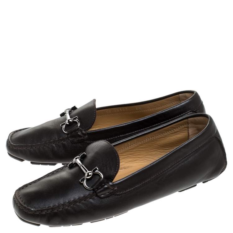 Pre Owned Salvatore Ferragamo Brown Leather Parigi Bit Loafers Size 37