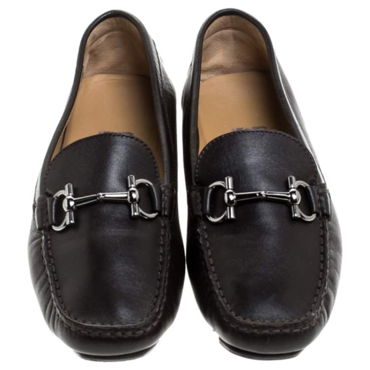 Pre Owned Salvatore Ferragamo Brown Leather Parigi Bit Loafers Size 37