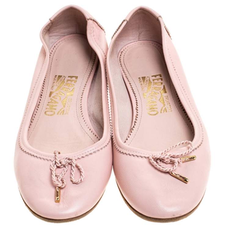 Pre Owned Salvatore Ferragamo Pink Leather Enea Ballet Flats Size 36