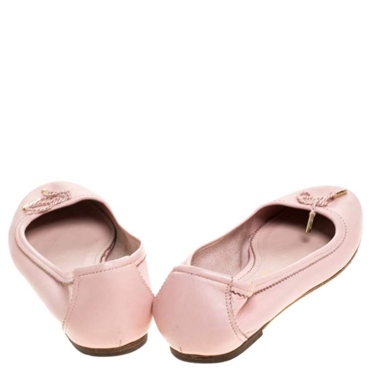 Pre Owned Salvatore Ferragamo Pink Leather Enea Ballet Flats Size 36