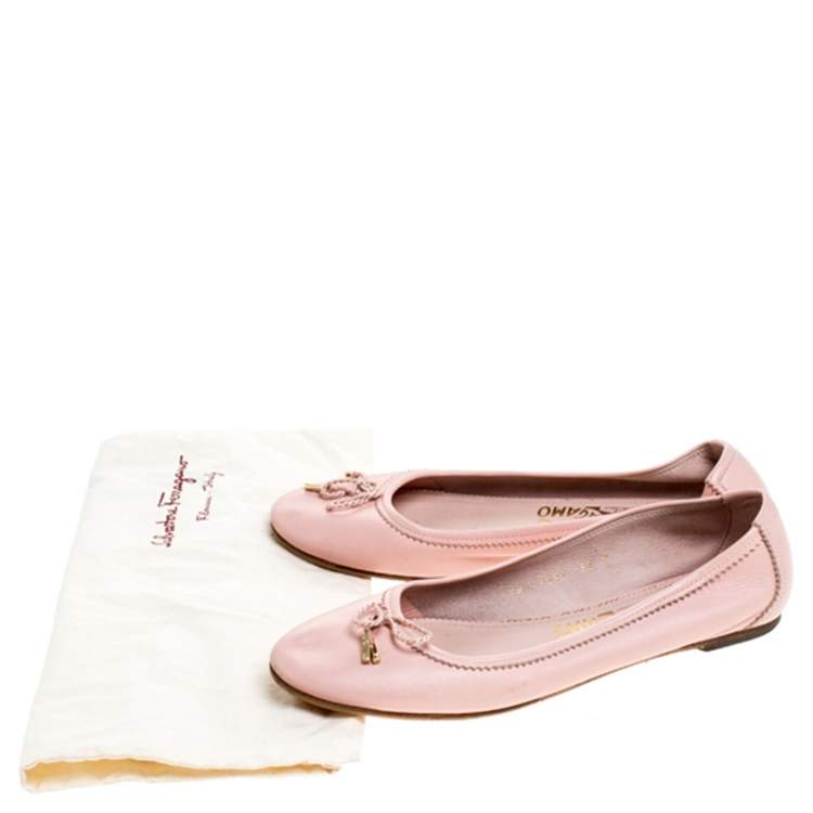 Pre Owned Salvatore Ferragamo Pink Leather Enea Ballet Flats Size 36