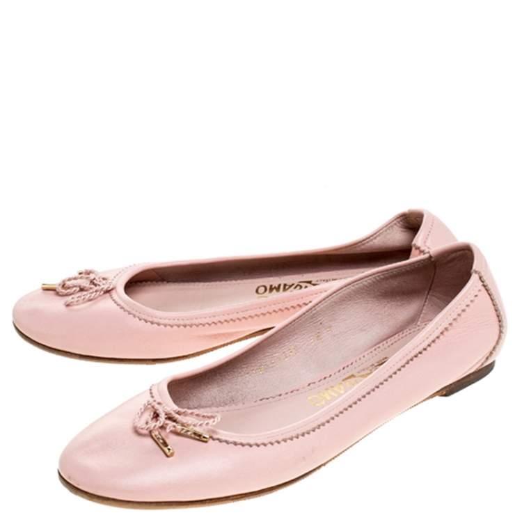 Pre Owned Salvatore Ferragamo Pink Leather Enea Ballet Flats Size 36