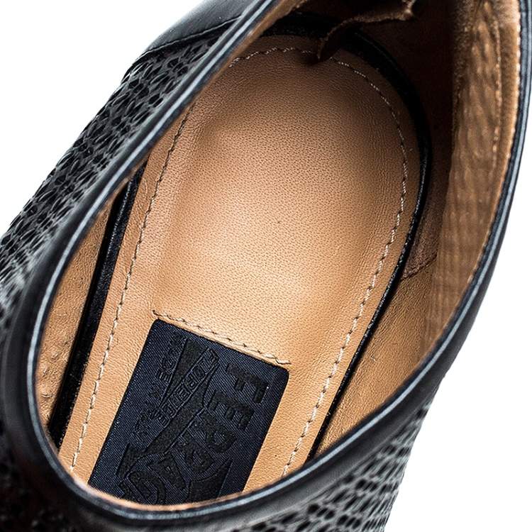 Pre Owned Salvatore Ferragamo Black Perforated Leather Pacella Open-Toe Booties Size 38