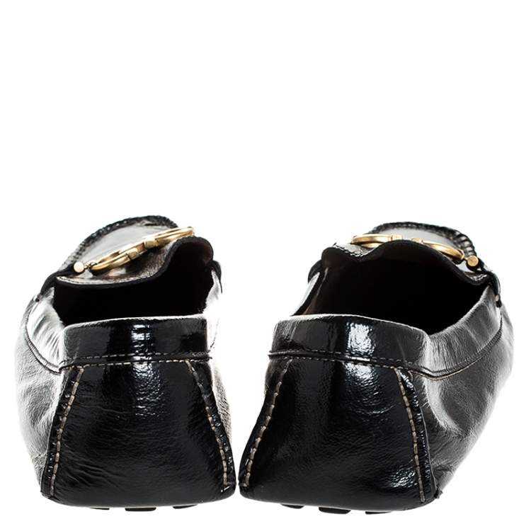 Pre Owned Salvatore Ferragamo Black Leather Gancio Bit Loafers Size 38.5