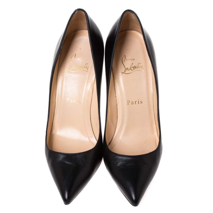 Pre Owned Christian Louboutin Black Leather So Kate Pumps Size 36.5
